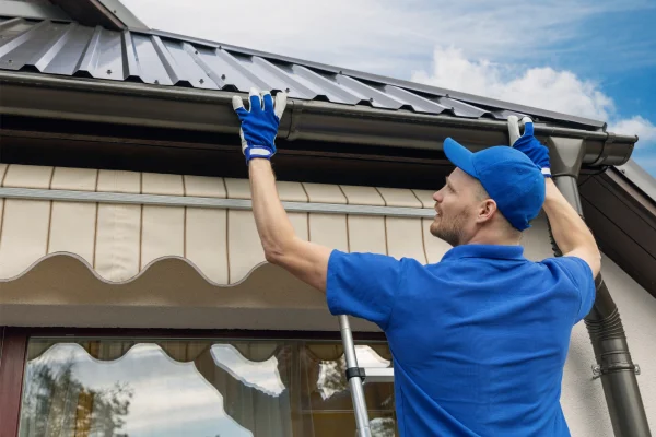 Roofing Contractor Installing Gutter in Denver CO - The Install Company