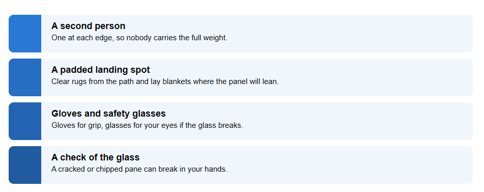 image showing the safety precautions to take before lifting out a panel.